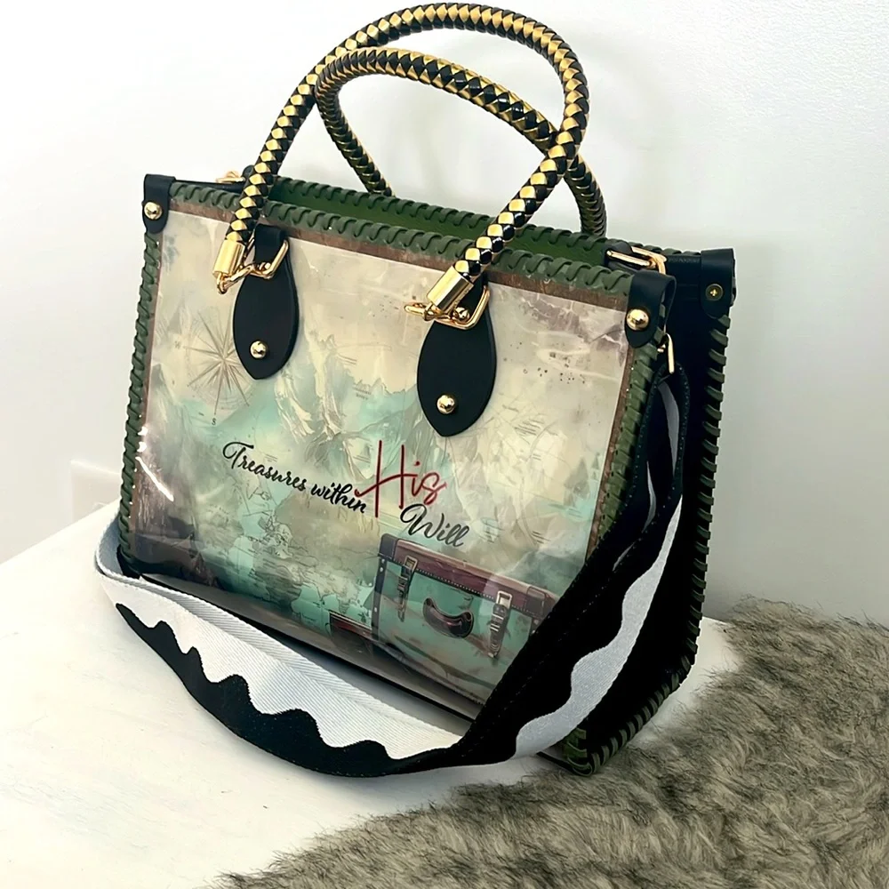 *SOLD* CHiP Bags modern style journey mountains ancient map compass tote purse - Picture 1 of 15
